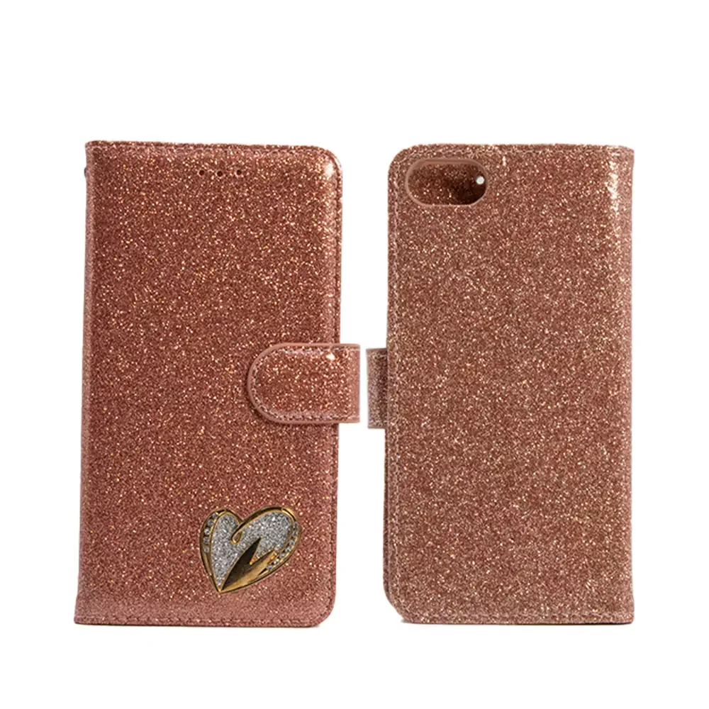 Shiny Leather Glitter Book Case for iPhone 7