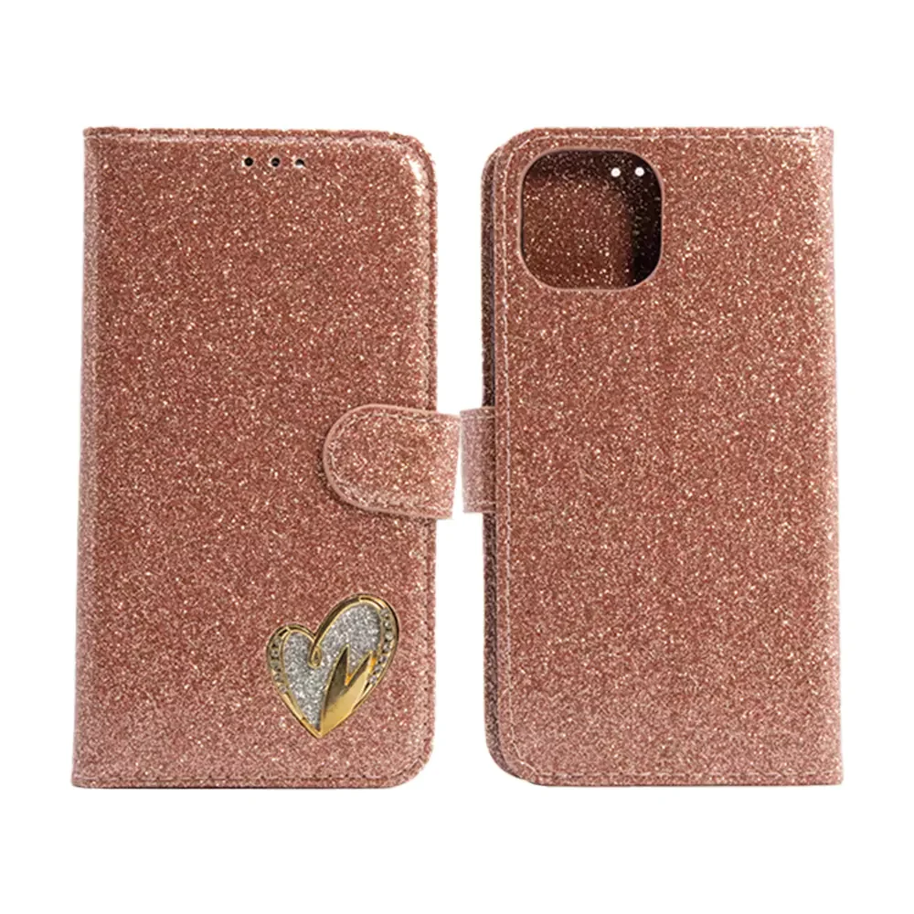 Shiny Leather Glitter Book Case for iPhone 13 Mini